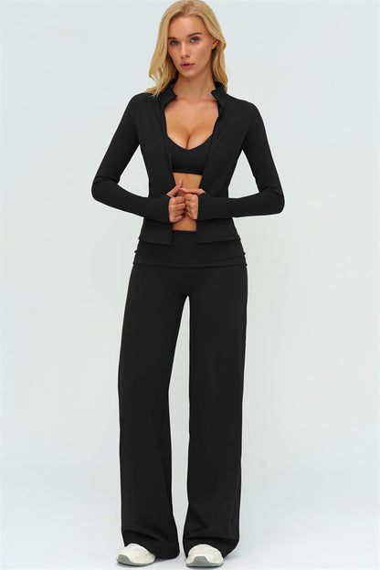The Twirl Zip Jacket Sports Bra Straight Leg Pants 3-Piece Set