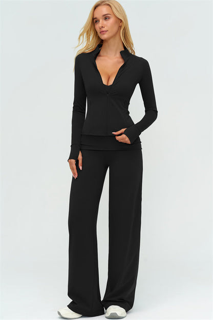 The Twirl Zip Jacket Straight Leg Pants 2-Piece Set