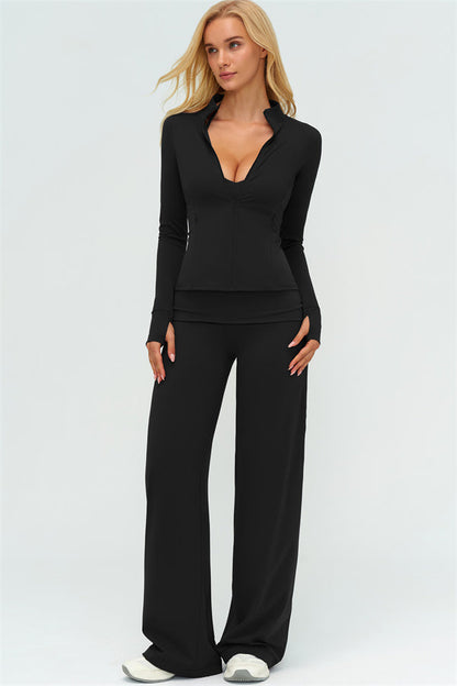The Twirl Zip Jacket Straight Leg Pants 2-Piece Set