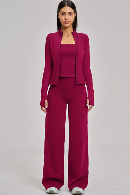 The Swoon Jacket Tank Top Flared Leggings 3-Piece Set