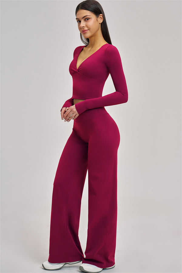 The Swoon Long Sleeve Crop top Flared Leggings 2-Piece Set