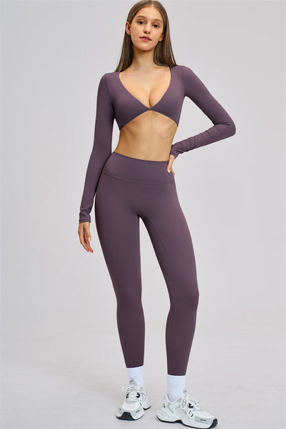 The Zestful Long Sleeve Crop Top Leggings 2-Piece Set