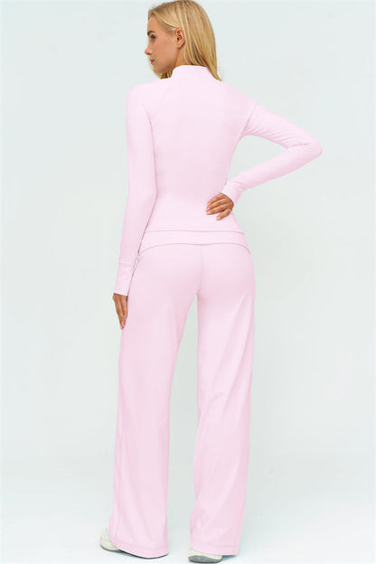 The Twirl Zip Jacket Sports Bra Straight Leg Pants 3-Piece Set