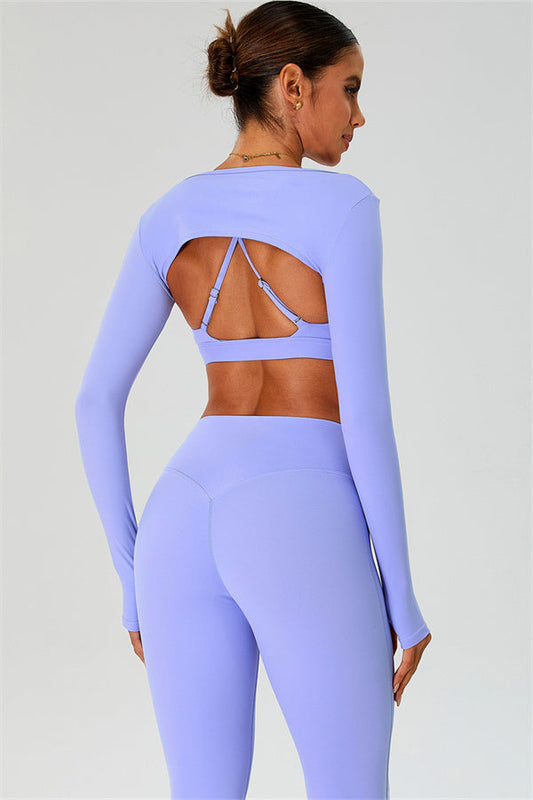 The Ember Sports Bra Crop Top Flared Leggings 3-Piece Set