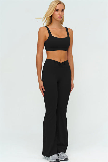 The Lushness V-Back Sports Bra Flared Leggings 2-Piece Set