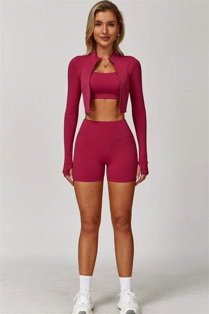 The Eloise Jacket Sports Bra Shorts 3-Piece Set