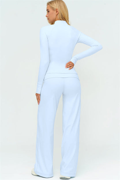 The Twirl Zip Jacket Sports Bra Straight Leg Pants 3-Piece Set