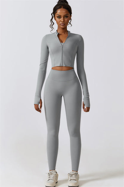 Juno Star Jacket Sports Bra Leggings 3-Piece Set