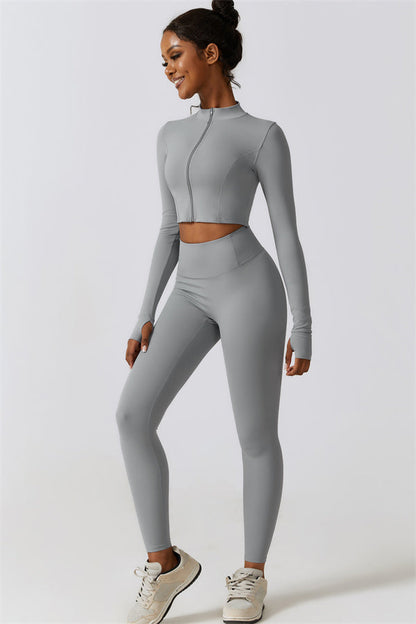 Juno Star Jacket Sports Bra Leggings 3-Piece Set