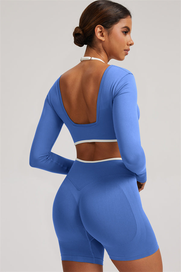 The Elevate Long Sleeve Crop top Shorts 2-Piece Set