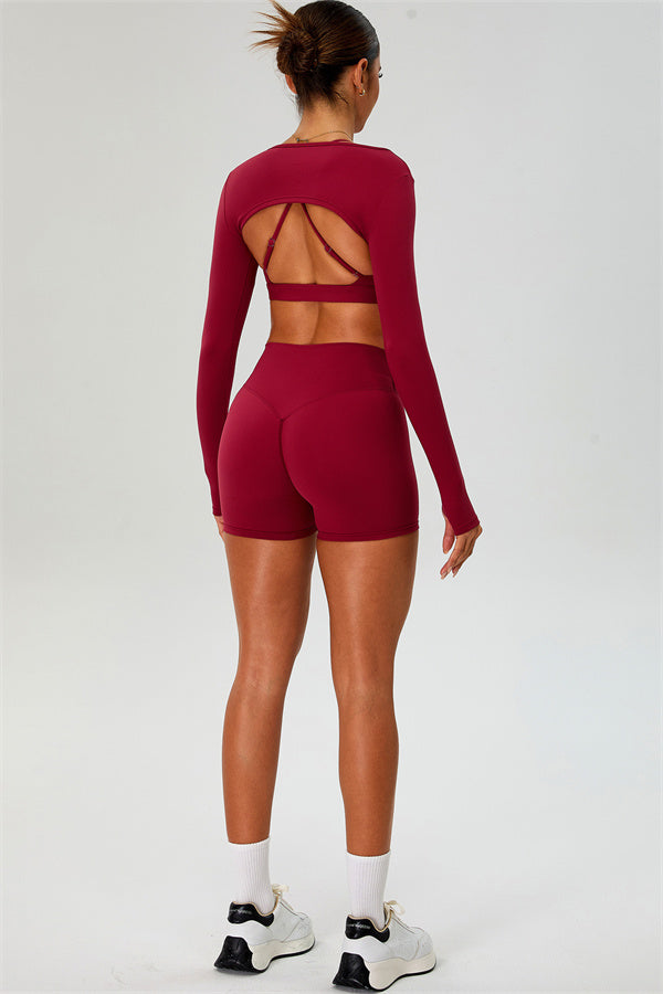 The Ember Sports Bra Crop Top Shorts 3-Piece Set