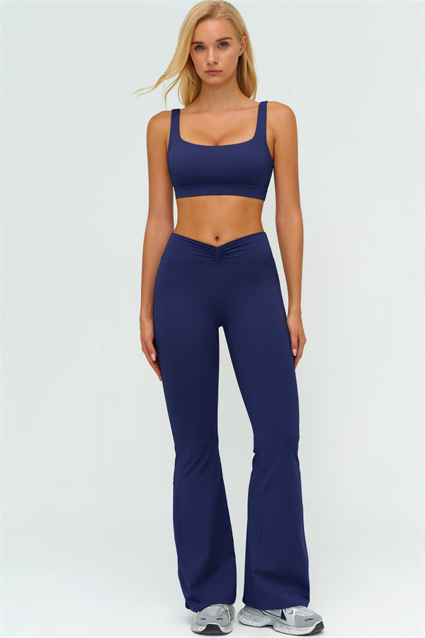The Lushness V-Back Sports Bra Flared Leggings 2-Piece Set
