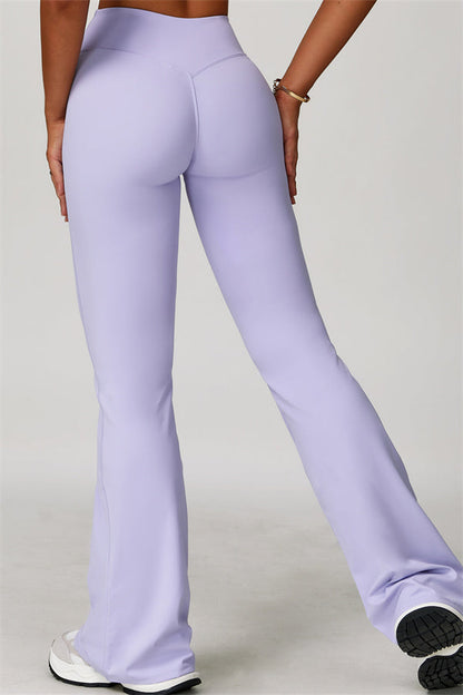 The Lavish Long Sleeve Cut-out Crop Top Flared Leggings 2-Piece Set