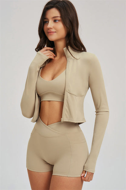 The Sizzle Zip Jacket Sports Bra Shorts 3-Piece Set