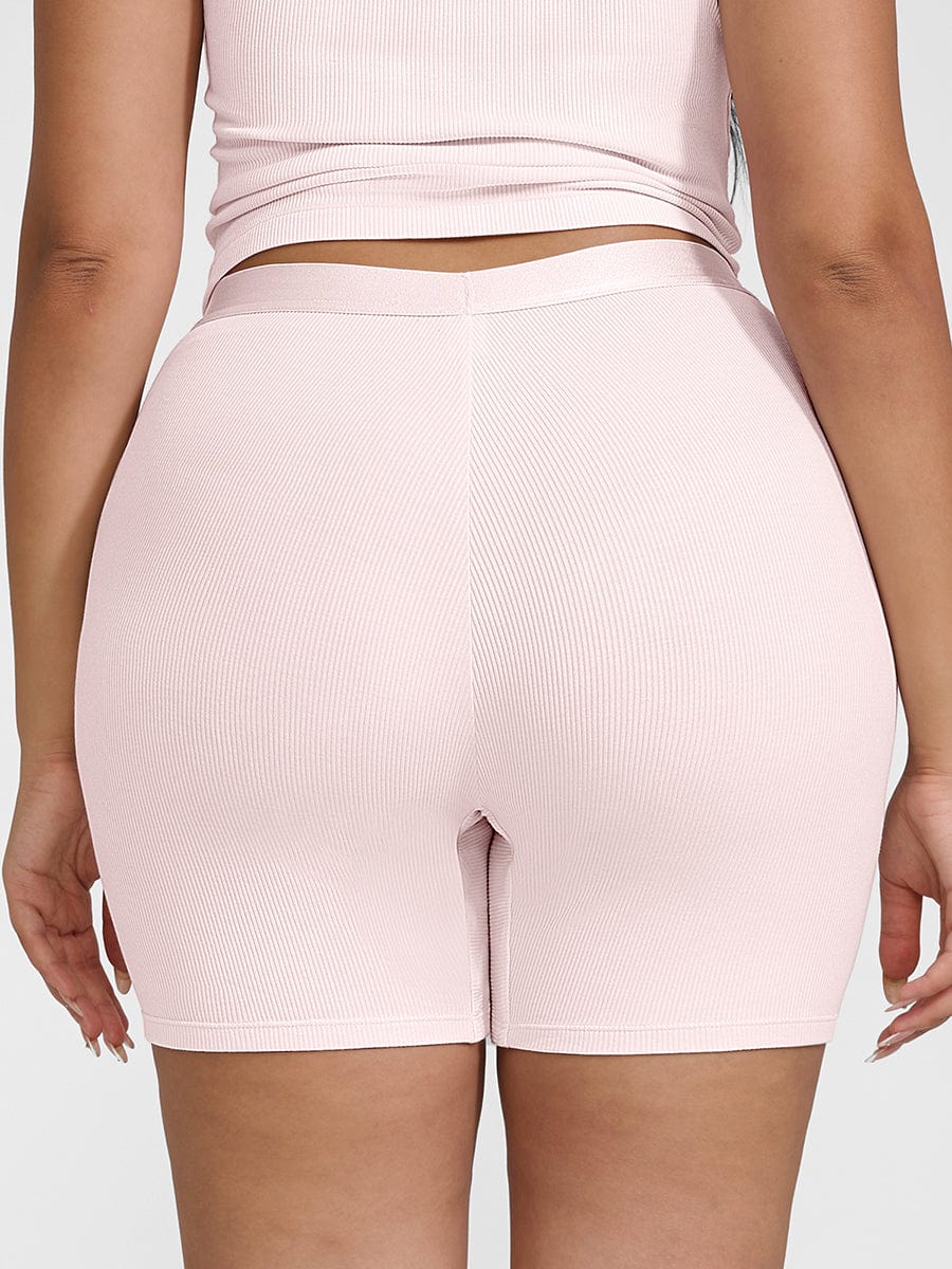 Rayon Ribbed Mid-Waist Fitted Boxer Shorts