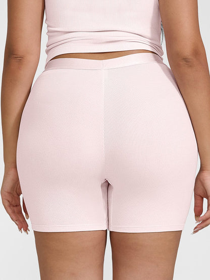 Rayon Ribbed Mid-Waist Fitted Boxer Shorts