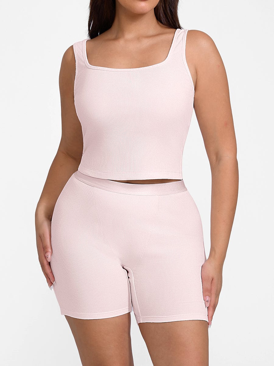 Rayon Ribbed Mid-Waist Fitted Boxer Shorts