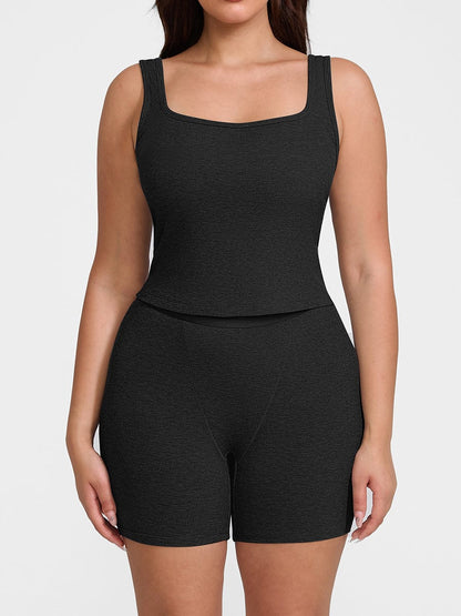 Rayon Ribbed Wide-Strap Scoop-Neck Tank Top