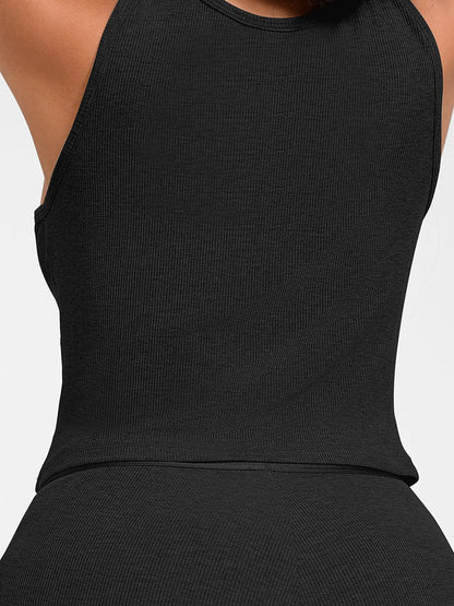 Rayon Ribbed Wide-Strap Scoop-Neck Tank Top