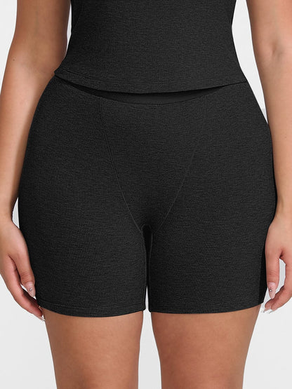 Rayon Ribbed Mid-Waist Fitted Boxer Shorts