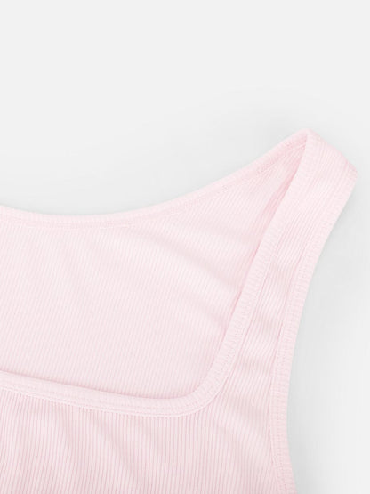 Rayon Ribbed Wide-Strap Scoop-Neck Tank Top
