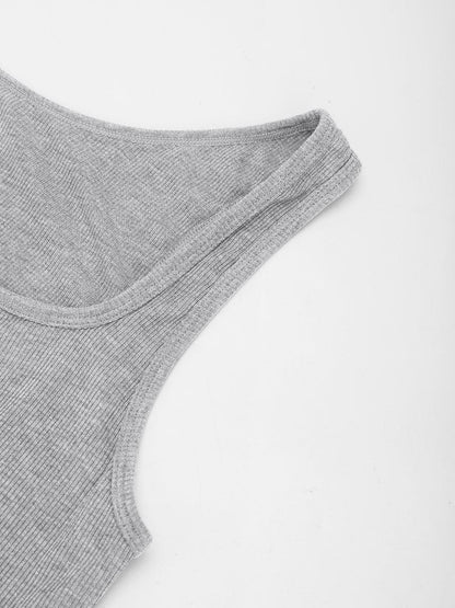 Rayon Ribbed Wide-Strap Scoop-Neck Tank Top