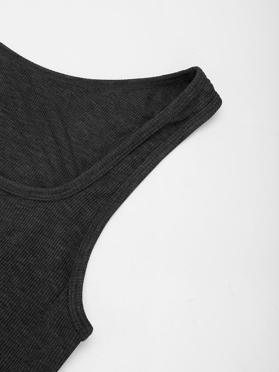 Rayon Ribbed Wide-Strap Scoop-Neck Tank Top