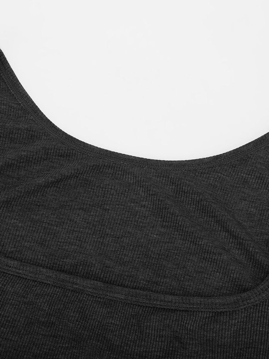 Rayon Ribbed Wide-Strap Scoop-Neck Tank Top