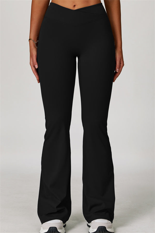The Lavish Long Sleeve Cut-out Crop Top Flared Leggings 2-Piece Set