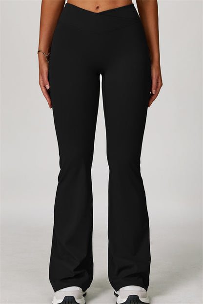 The Lavish Long Sleeve Cut-out Crop Top Flared Leggings 2-Piece Set