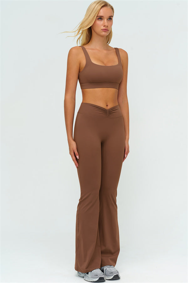 The Lushness V-Back Sports Bra Flared Leggings 2-Piece Set