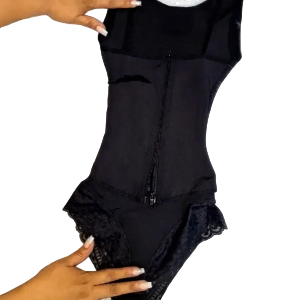 Women's Open-Bust Shapewear Bodysuit – Thong Waist Trainer with Butt Lift Corset Hook