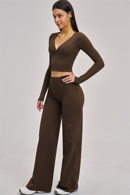 The Swoon Long Sleeve Crop top Flared Leggings 2-Piece Set