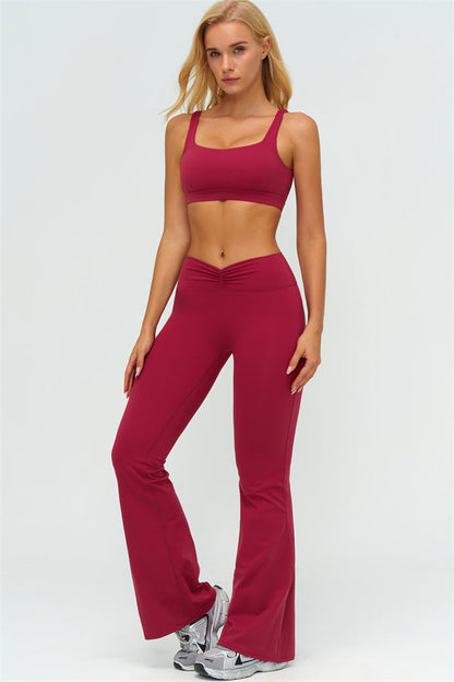 The Lushness V-Back Sports Bra Flared Leggings 2-Piece Set