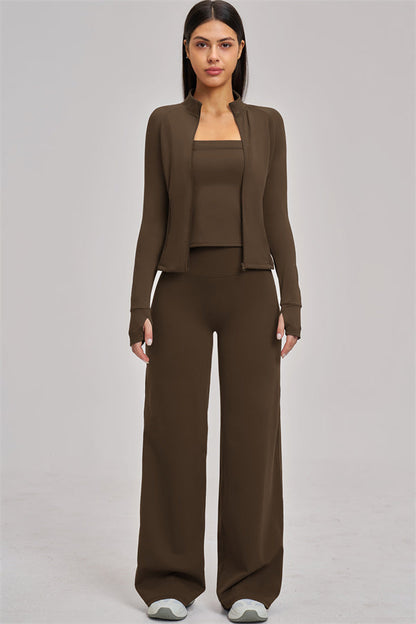The Swoon Jacket Tank Top Flared Leggings 3-Piece Set