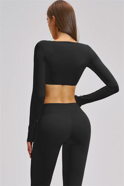 The Zestful Long Sleeve Crop Top Leggings 2-Piece Set