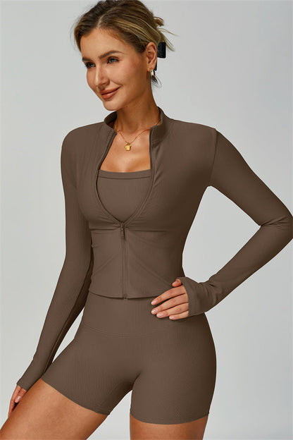 The Burst Jacket Sports Bra Shorts 3-Piece Set