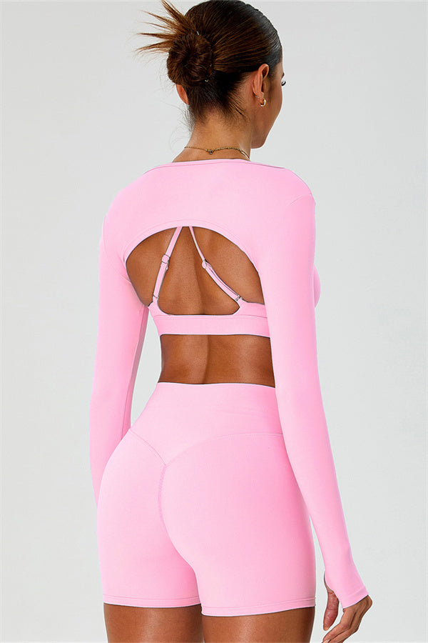 The Ember Sports Bra Crop Top Shorts 3-Piece Set