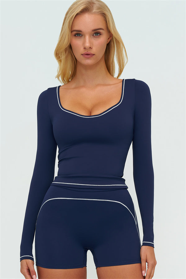 The Amara Long Sleeve T-shirt Shorts 2-Piece Set