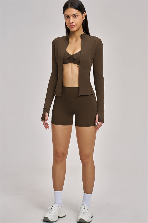 The Swoon Jacket Sports Bra Shorts 3-Piece Set