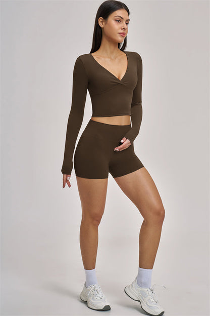 The Swoon Long Sleeve Crop top Shorts 2-Piece Set