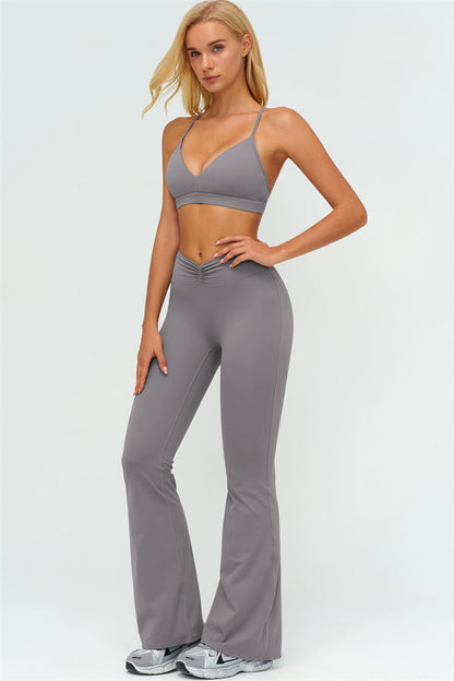 The Lushness Y-Back Sports Bra Flared Leggings 2-Piece Set