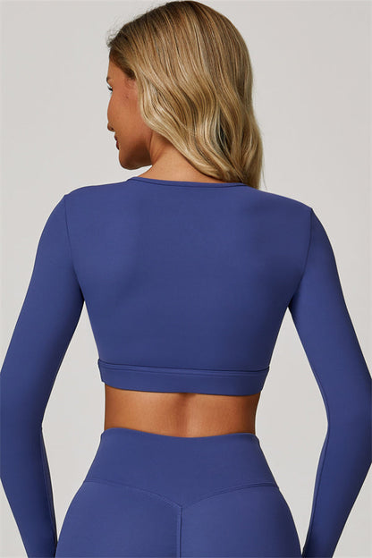 The Lavish Long Sleeve Cut-out Crop Top Flared Leggings 2-Piece Set