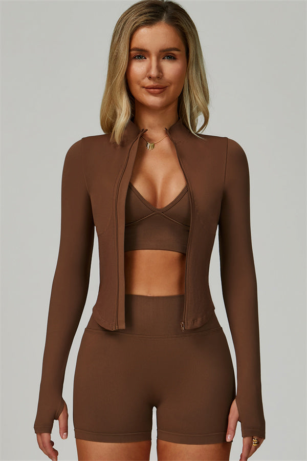 The Empower Jacket Sports Bra Shorts 3-Piece Set