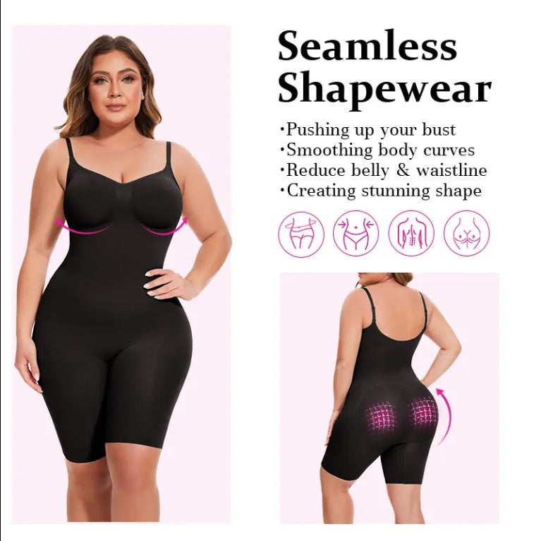 Seamless Postpartum Shapewear | Mid-Thigh Tummy Control Bodysuit