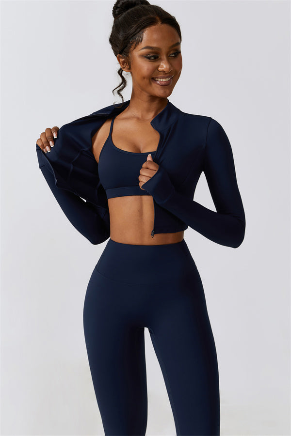 Juno Star Jacket Sports Bra Leggings 3-Piece Set
