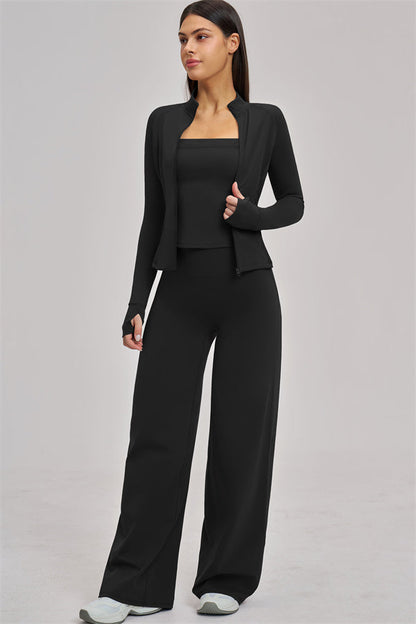 The Swoon Jacket Tank Top Flared Leggings 3-Piece Set
