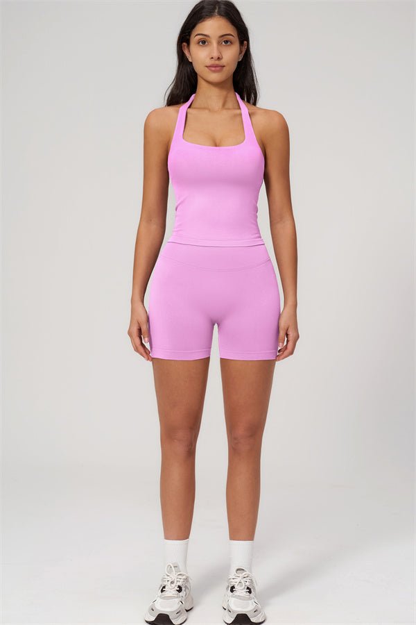 The Empower Halter Crop Top Shorts 2-Piece Set