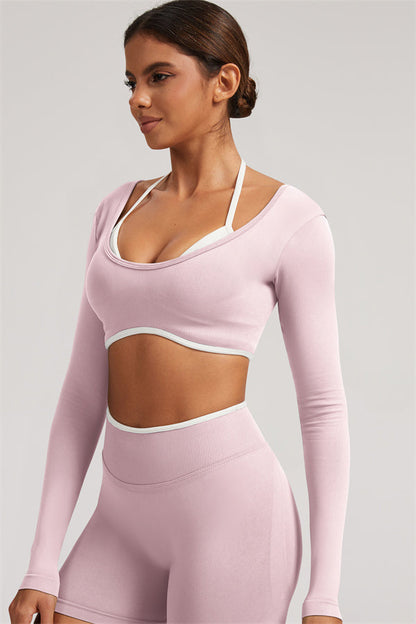 The Elevate Long Sleeve Crop top Shorts 2-Piece Set