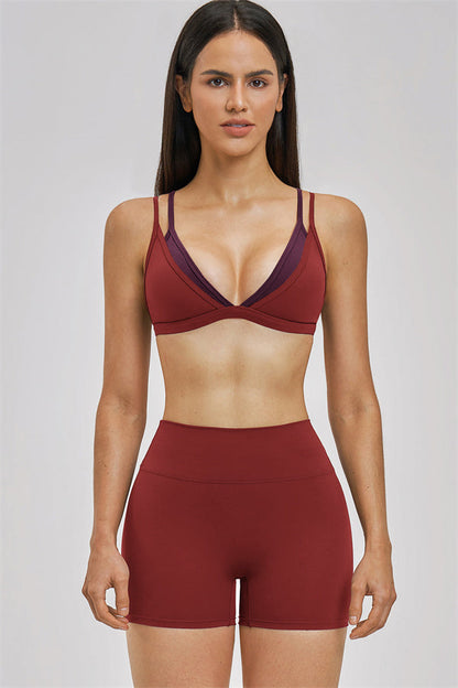The New Seraphine Layered V Sports Bra Shorts 2-Piece Set